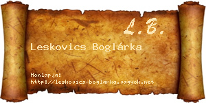 Leskovics Boglárka névjegykártya